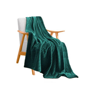 SOGA Dark GreenThrow Blanket Warm Cozy Striped Pattern Thin Flannel Coverlet Fleece Bed Sofa Comforter NZ DEPOT - NZ DEPOT