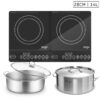 SOGA Dual Burners Cooktop Stove, 14L Stainless Steel Stockpot and 28cm Induction Casserole, Home & Living>Kitchen & Dining>Cookware>Induction Cookware, , , , ,  - NZ DEPOT 1