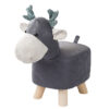 SOGA Grey Children Bench Deer Character Round Ottoman Stool Soft Small Comfy Seat Home Decor, Furniture>Other Seating>Benches, , , , ,  - NZ DEPOT 1