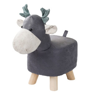 SOGA Grey Children Bench Deer Character Round Ottoman Stool Soft Small Comfy Seat Home Decor, Furniture, Other Seating, Benches, , ,  - NZ DEPOT 1