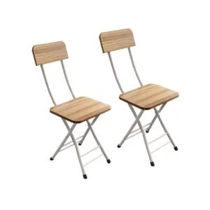 Buy SOGA Oak Grain Foldable Chair Space Saving Lightweight Portable Stylish Seat Home Decor Set of 2 Online - Furniture/Kitchen & Dining Room Furniture/Dining Chairs - 1 - NZ Depot Free Shipping