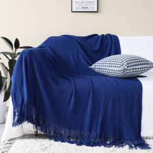 SOGA Royal Blue Acrylic Knitted Throw Blanket Solid Fringed Warm Cozy Woven Cover Couch Bed Sofa Home Decor, Home, Bed Linen, Throws And Blankets, Blankets, ,  - NZ DEPOT 2