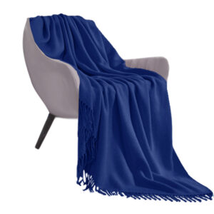 Soga Royal Blue Acrylic Knitted Throw Blanket Solid Fringed Warm Cozy Woven Cover Couch Bed Sofa Home Decor Nz Depot - Nz Depot