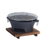 SOGA Small Cast Iron Round Stove Charcoal Table Net Grill Japanese Style BBQ Picnic Camping with Wooden Board, home & living, outdoor living, barbecues, barbecues, freestanding,  - NZ DEPOT 1