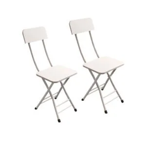 Buy SOGA White Foldable Chair Space Saving Lightweight Portable Stylish Seat Home Decor Set of 2 Online - Furniture/Kitchen & Dining Room Furniture/Dining Chairs - 1 - NZ Depot Free Shipping
