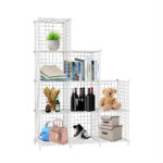 SOGA White Portable 9-Cube 3 Column Storage Organiser Foldable DIY Modular Grid Space Saving Shelf 149cm, Furniture, Storage & Shelving, Home Storage, , ,  - NZ DEPOT 1