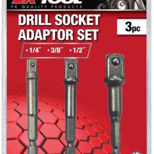 Socket/Drill Adaptor 3 Pieces Set- Made of chromium vanadium steel- Heat treated