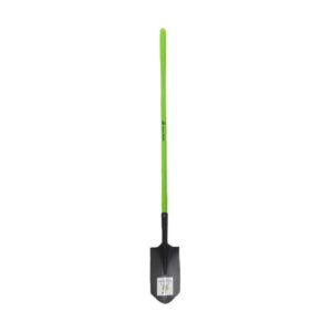 This trade quality shovel is fitted with a long fibreglass handle.Fibreglass handles are known for decreasing shock and extra durability. The long handle is great for extra strength and leverage. Also known as clean out shovels