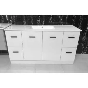 Buy Vanity - Misty Series Free Standing 1500F White - 100% Water Proof Online - Vanities - Freestanding - Square Basin - 1 - NZ Depot Delivery