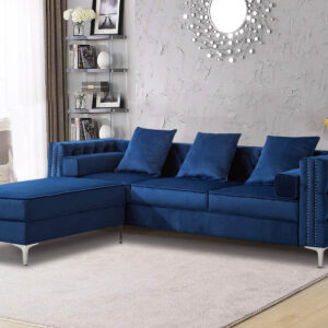 Vansen Sectional Sofa Velvet Blue