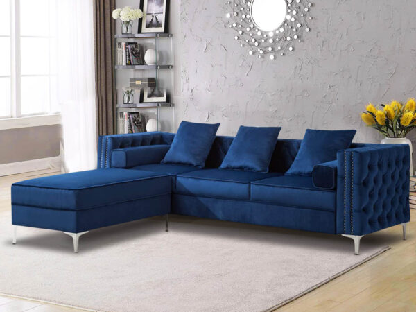 Vansen Sectional Sofa Velvet Blue