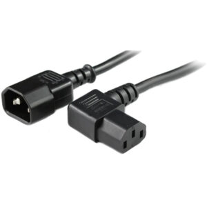 10A C14 IEC plug to 10A C13 IEC right hand angled socket on 2m 0.75mm2 Black lead - NZ DEPOT