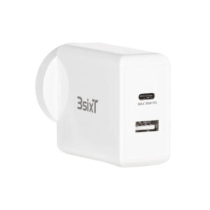 3SIXT 3S-2017 Wall Charger ANZ 30W USB-C PD + 2.4A - White - NZ DEPOT