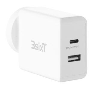 3SIXT Wall Charger ANZ 45W USB-C PD + 2.4A - White - NZ DEPOT