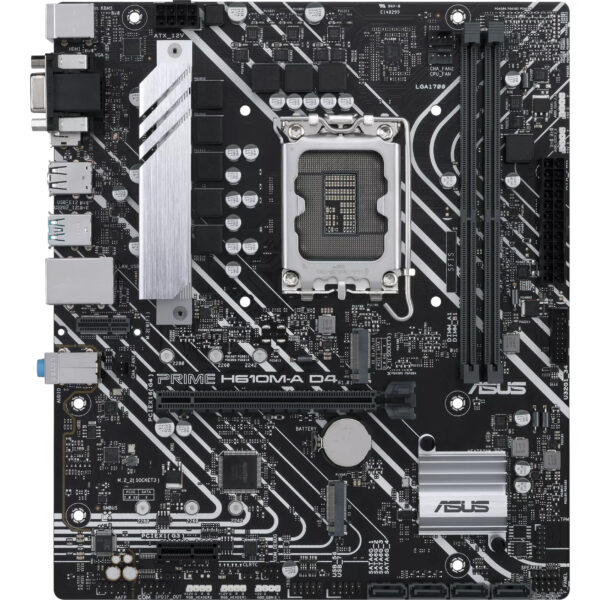 ASUS PRIME H610M-A D4 mATX Motherboard For Intel 12th Gen CPU LGA1700 Intel H610 Chipset - PCIE 4.0 - 2x M.2 - 2x Internal USB 2.0 Header - 1x Internal USB 3.2 Header - 1x GbE - NZ DEPOT