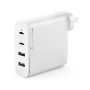 Alogic 4X100 Rapid Power 4 Port 100W GaN Wall Charger USB C MAX 100W USB C MAX 18W USB A MAX 17W X 2 Includes 2M 100W USB C Charging Cable White NZDEPOT - NZ DEPOT