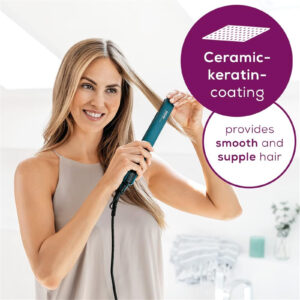 Straightener with Ceramic Keratin Coating for Smooth Hair LED Display for Temperature Display
