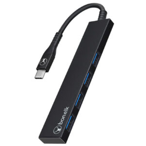Bonelk Long-Life USB-C to 4 Port USB 3.0 Slim Hub ( Black ) - NZ DEPOT