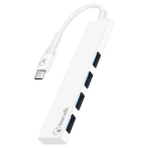 Bonelk Long-Life USB-C to 4 Port USB 3.0 Slim Hub ( White ) - NZ DEPOT