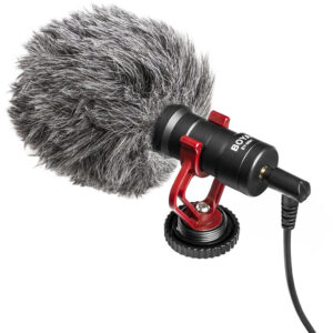 Boya BY-MM1 Mini Cardioid Condenser Microphone - include Shockmount & Furry Windshield For Smartphones