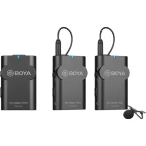 Boya BY-WM4 PRO-K2 Two-Person Digital Camera-Mount Wireless Omni Lavalier Microphone System (2.4 GHz) include 2 x Omni Lavalier Mics