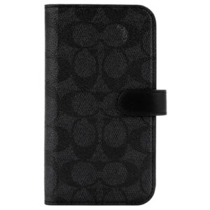 COACH iPhone 14 Pro 6.1 Folio Case Signature C Black Three Card Slots Removeable Wallet Cover NZDEPOT - NZ DEPOT