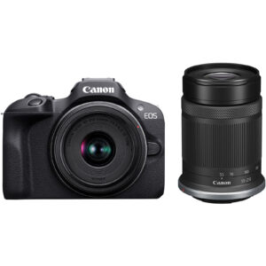 Canon EOS R100 Mirrorless Camera 24.2MP APS C sensor with RF S 18 45mm f4.5 6.3 IS STM Lens RF S 55 210mm f5 7.1 IS STM Lens 4K 24p Video with Crop Full HD 60p Wi Fi and Bluetooth NZDEPOT - NZ DEPOT