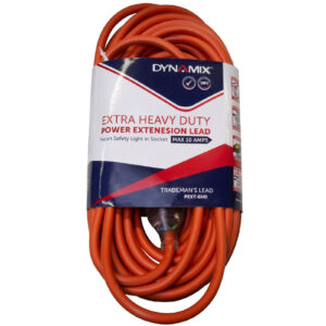 Dynamix PEXT-EHD30 30M 240v Extra Heavy Duty Power Extension Lead (3 Core 1.5mm) Power-On LED in Clear Moulded Plastic 10A Plug Orange Colour - NZ DEPOT