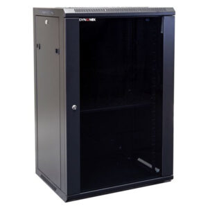 Dynamix RWM18 18RU Wall Mount Cabinet 450mm Deep (600x450x910mm) Includes 1x Fixed Shelf - 2x Fans and 10x Cage Nuts - Black Gloss Colour - Tinted Glass front door - NZ DEPOT