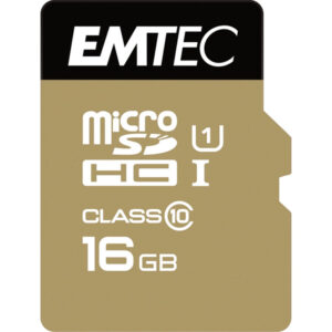 EMTEC microSD Card - 16GB - Class 10 - UHS-I with SD Adapter - Gold - NZ DEPOT