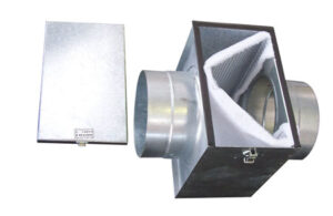 Filter Box In Line Galv 200x200 cw filter 100dia spigots FB100 Duct Fittings Filters Filter Boxes 1 - NZ DEPOT