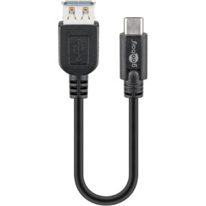 Goobay 51763 USB C to USB A port cable black 0.2m NZDEPOT - NZ DEPOT