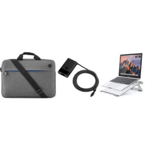 HP Essential Travel Pack - Bundle Included - 14-15.6" TopLoad Carry Bag - HP 65W USB-C Travel Charger - Foldable Aluminium Laptop Stand - NZ DEPOT