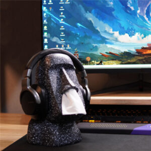 Headphone Stand Moai Multifunctional Black Hanger + Tissue Holder / Headphone / Gaming Headset / Universal Earphone - NZ DEPOT