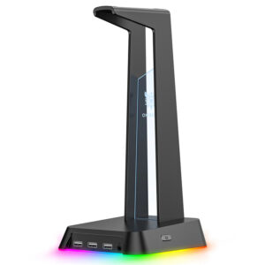 Headphone Stand ST-2B RGB Gaming Headphone Stand Black Hanger / Holder for Headset / Headphone / Gaming Headset / Universal Earphone with 3-Ports USB HUB and 3.5mm AUX Ports - NZ DEPOT