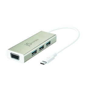 J5create Aluminum USB3.1 USB C 3 Port USB 3.0 Hub With VGA Adapter NZDEPOT - NZ DEPOT
