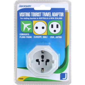 Jackson PTA929 inbound 1 Outlet Travel Adaptor with Surge Protection. Converts USA & Asian Plugs for use in NZ & Aust Ideal For Use With Portable Electronic Devices - NZ DEPOT