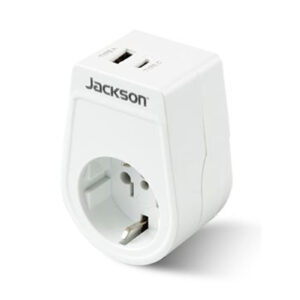 Jackson PTA929USBMC Slim Inbound Travel Adaptor 1x USB-A and 1x USB-C (2.1A) Charging Ports. ForincomingTourists from USA