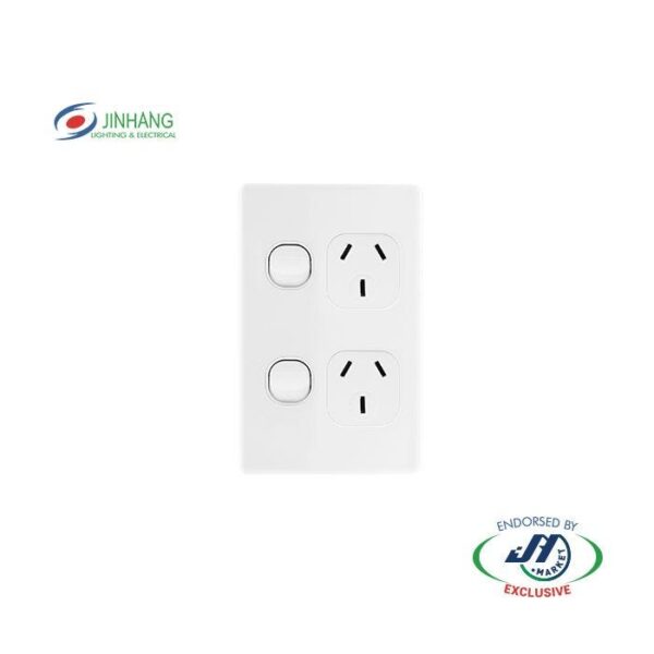 Jinhang Classic 250V 10A Switch Double Gpo Vertical - Jhe-Cs315-V-Nz -  - Switches &Amp; Sockets - Electrical