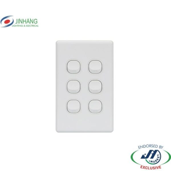 Jinhang New Classic Series 6 Gang Switch Vertical 250V 10A - Jhe-Ncs312-V-Nz -  - Switches &Amp; Sockets - Electrical