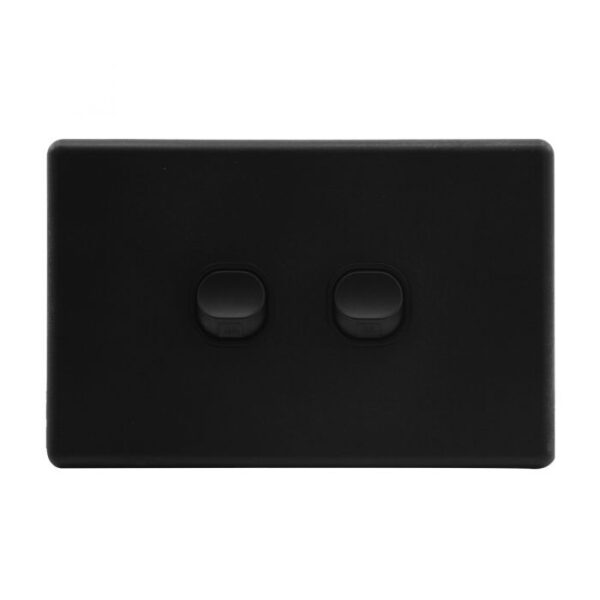 Jinhang Slim 10A 2 Gang Wall Switch Matte Black - Jhe-Ks304-Bk-Nz -  - Switches &Amp; Sockets - Electrical