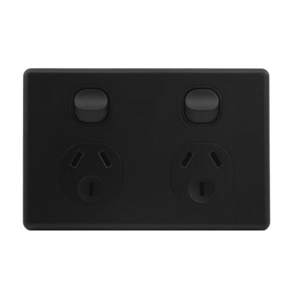 Jinhang Slim 10A Double Wall Socket Matte Black - Jhe-Ks315-Bk-Nz -  - Switches &Amp; Sockets - Electrical