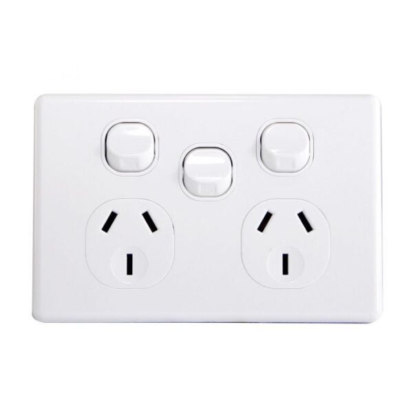 Jinhang Slim 10A Double Wall Socket With Extra Switch - Jhe-Ks316-Nz -  - Switches &Amp; Sockets - Electrical