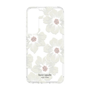 Kate Spade New York Protective Hardshell Case for Galaxy S22 5G Hollyhock Floral ClearCream with Stones NZDEPOT 1 - NZ DEPOT