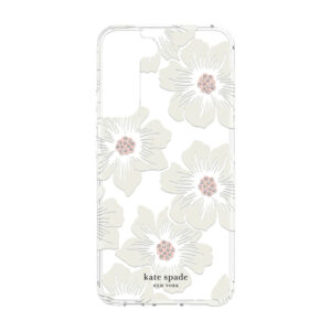 Kate Spade New York Protective Hardshell Case for Galaxy S22+ 5G - Hollyhock Floral Clear/Cream with Stones - NZ DEPOT