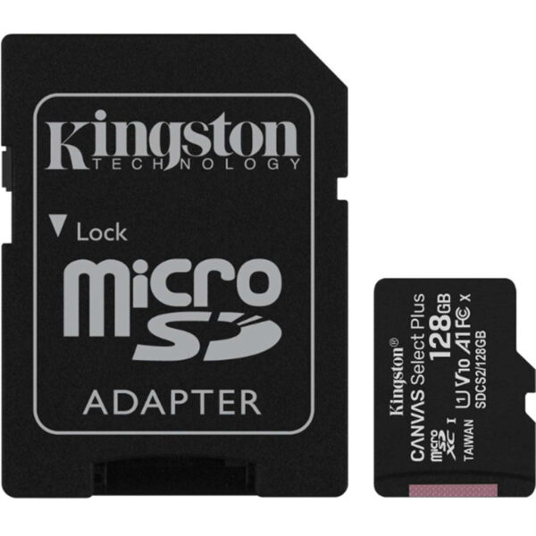 Kingston 128GB microSDHC Canvas Select Plus CL10 UHS-I Card + SD Adapter