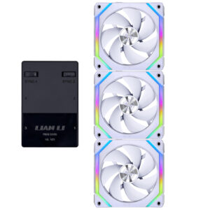 Lian Li UNI FAN SL120 V2 White Digital Addressable RGB 120 Fan with Controller Triple Pack NZDEPOT - NZ DEPOT