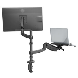 Loctek 10"-30" Single Monitor Ergonomic Gas Spring Arm - With 10.1"-17.3" Laptop Notebook Stand Riser - Max Load 5KG - VESA 100mm - NZ DEPOT