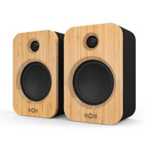 MARLEY Get Together Duo 30W Wireless Stereo Bookshelf Speaker System Premium Bamboo finish Bluetooth RCA 3.5mm inputs Portable right speaker with up to 20 hours battery USB Type C charging NZDEPOT - NZ DEPOT