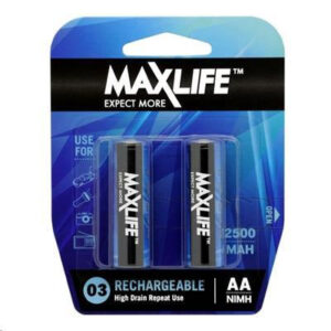 Maxlife BATAA-R2 AA Rechargeable NIMH 2500MAH 2 Pack - NZ DEPOT